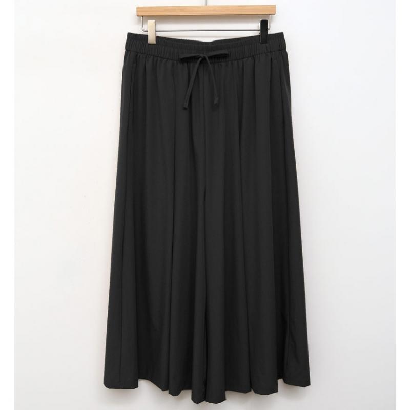 Shop   Women S Ribbon waiStband Wide Skirt pantS Beige Dgb Wpt 4597