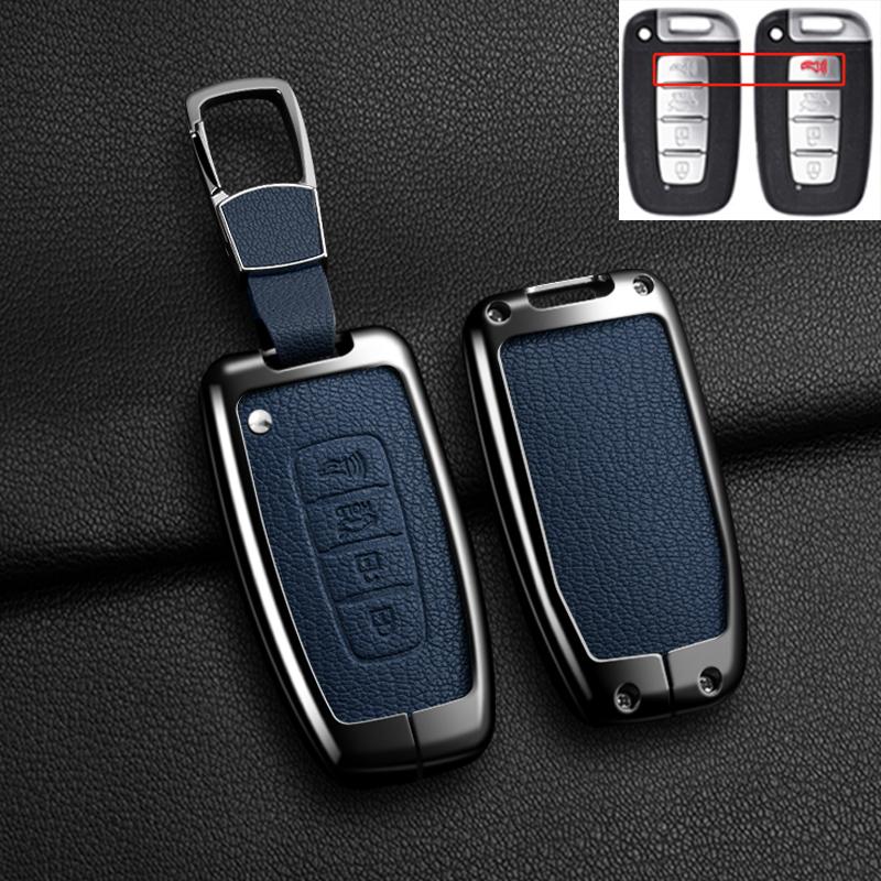 Car Remote Key Case Cover for Hyundai Genesis Coupe Sonata Ix35 for KIA Forte Sportage K2 K5 New Alloy Leather Auto Accessories