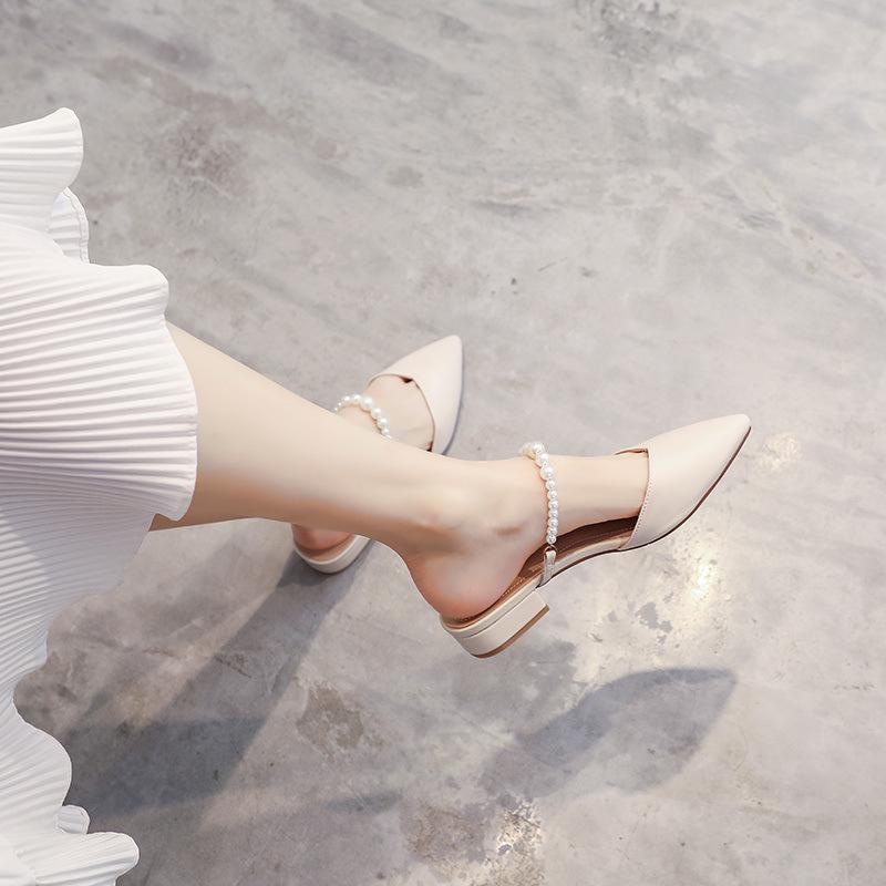 6374-17 Baotou Cool Slippers Women's 2025 Super Fire Sandals Without Heel Fashion Half Drag Women's Outer Wear