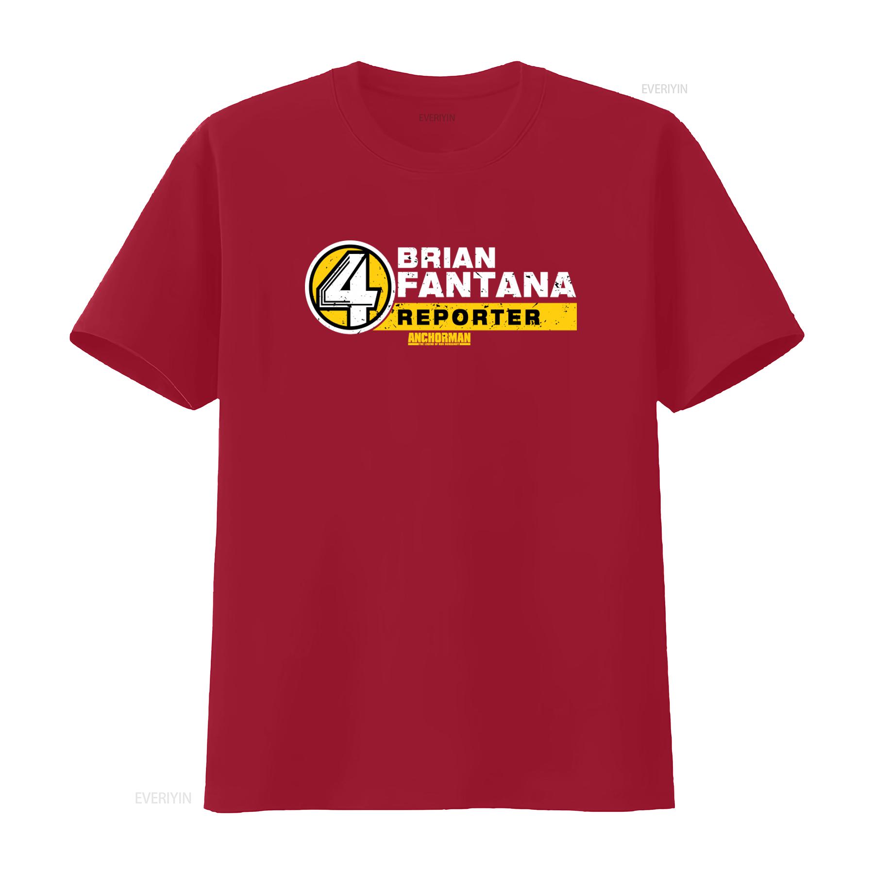 Brian Fantana Anchorman Reporter 4 T Shirt Vintage Style Print for Mens Fashion vintage Washed graphic Breathable Casual Soft S