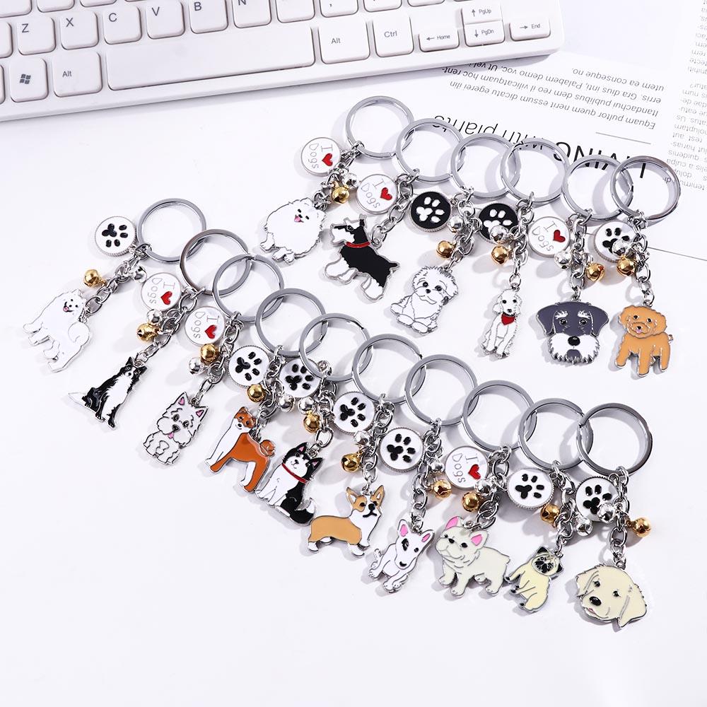 Fashion Golden Retriever Enamel Animal Bell Husky Dog Pendant Pet Keychain Dog Keychain Pet Keyring