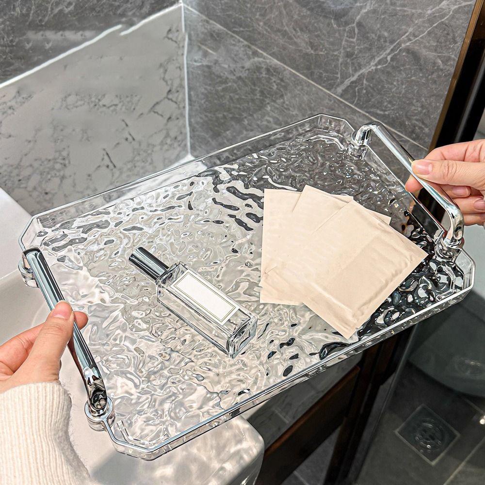 Water Ripple Rectangular Service Tray Transparent Bathroom Tray Tea Cup Tray  Living Room