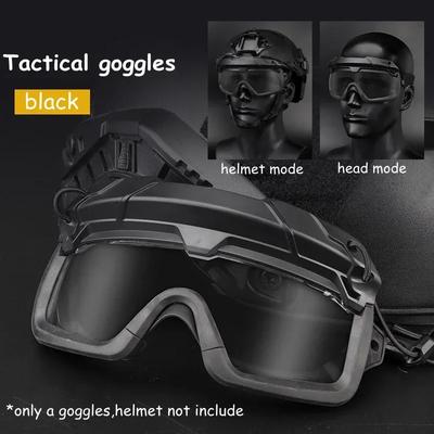 Tactical Goggles Outdoor Airsoft Paintball Shooting Safety Eye Protection 2 Modes Glasses Head Wearing or Helmet Wearing