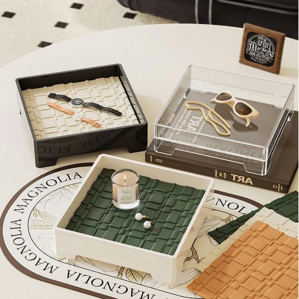 Ancient Leather Storage Tray Box with Mat Entrance Key Tray Aromatherapy Tray Light Luxury Keys Holder Trays