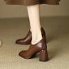 Women's Square Toe High Heels Autumn Retro Women Shoes Thick Heel Zipper Shoes Office Professional High Heels