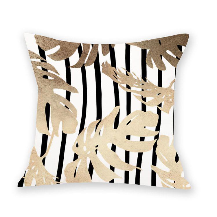 Printed Imitation Gold-pinning Plush Creative Leaf Pillowcase Style Pillow Waist Sofa Decoration