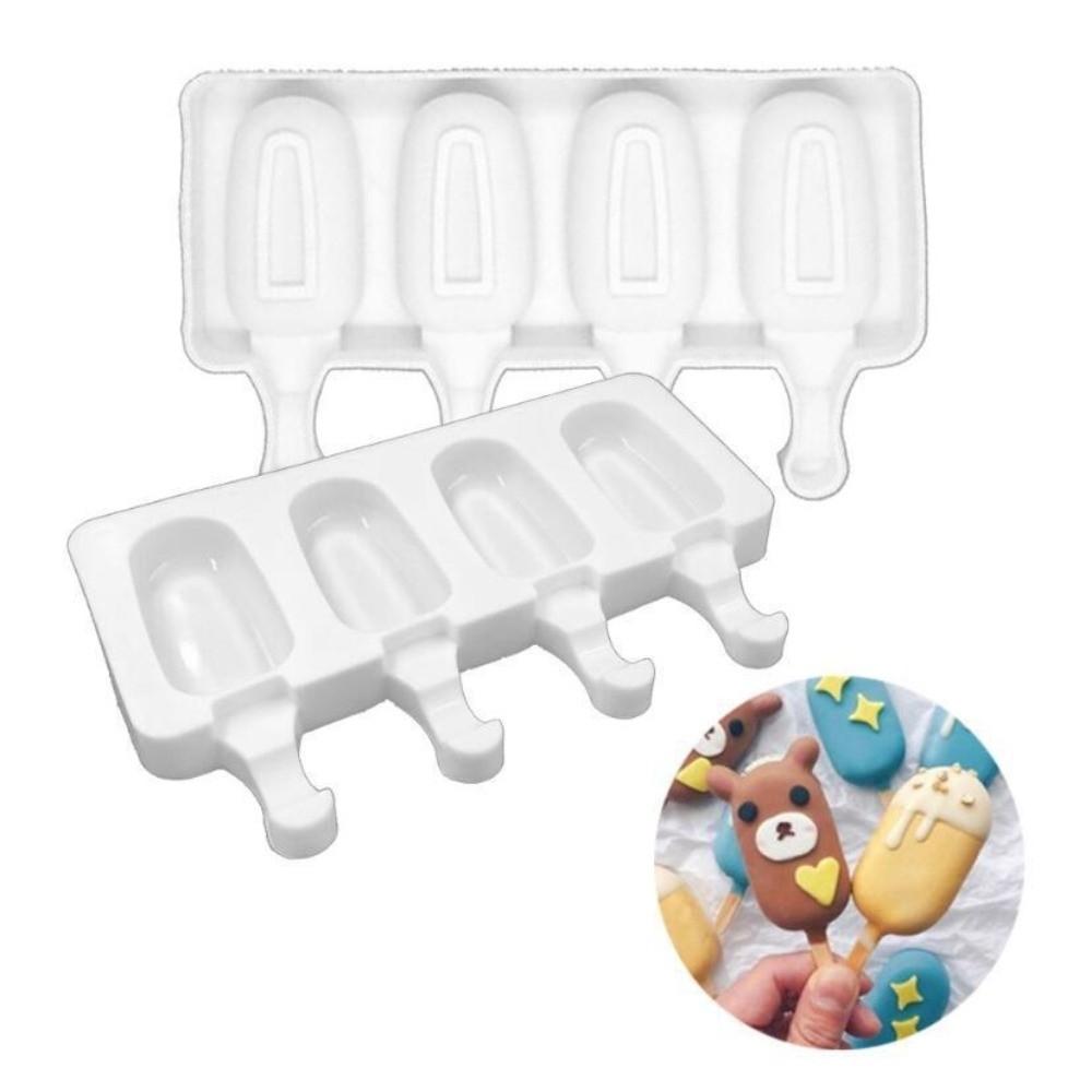4 Cell Popsicle Mold Oval Cake Pop Mold Maker DIY Ice Cream Mold Summer