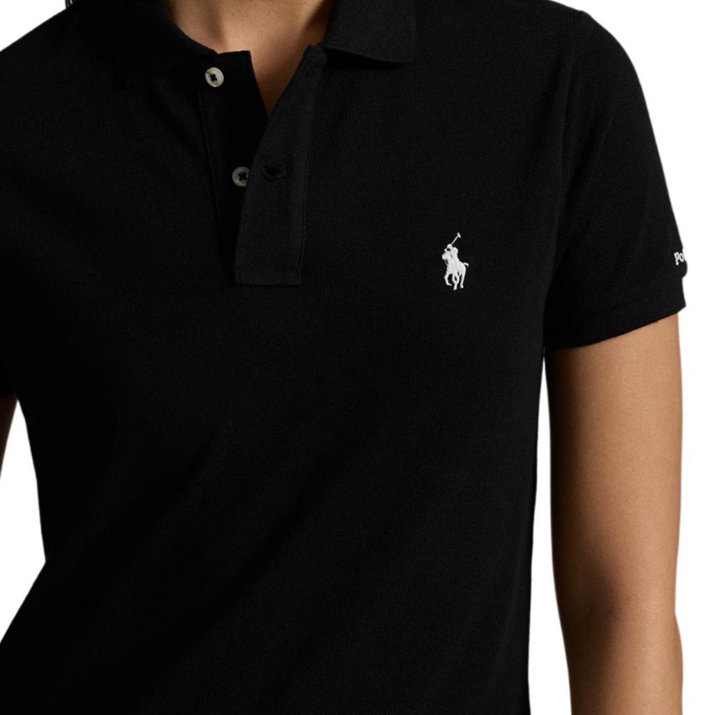 Polo Ralph Lauren Couleur Unie Pony Brodé Col Polo Robe Manches Longues Courtes Droite Robes Femme Noir WMPODRSNFA20218-001
