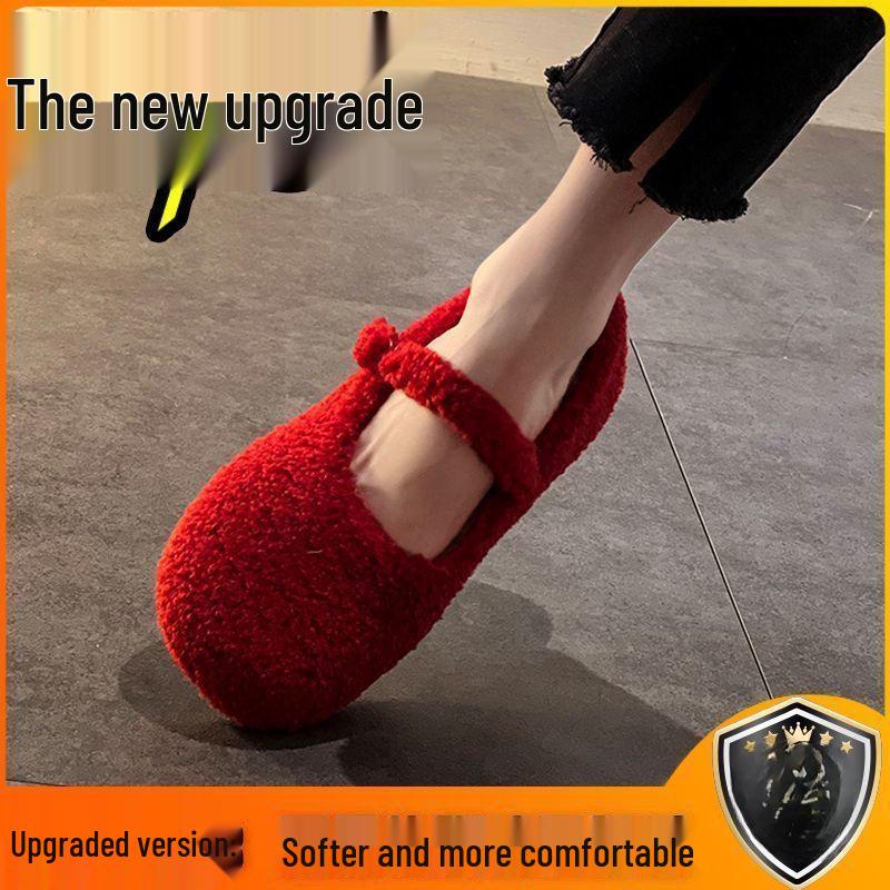 Mary Jane Women's Furry Velvet Flat Shoes - 2025 Autumn/Winter Korean Style