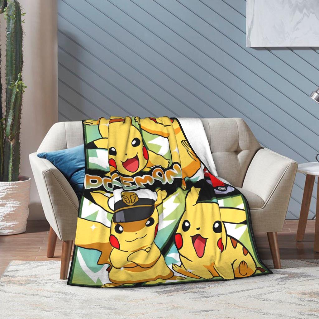 RIPSuper Soft Cartoon Pikachus Throw Blanket Premium Flannel Fleece Lightweight Bed Blanket Cozy Fluffy Bedspread All Season UseR-I-P