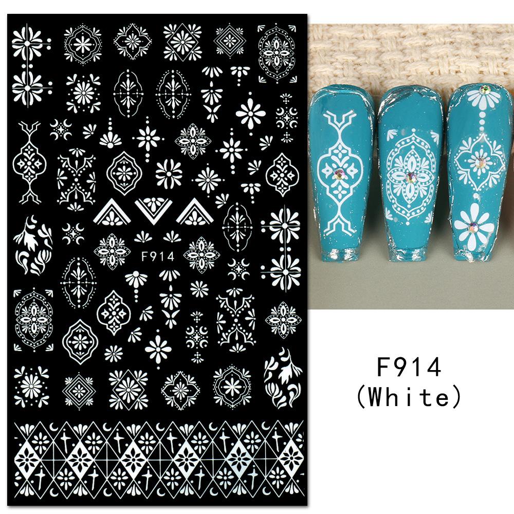 1PCS Black White Butterfly Laser Nail Stickers Nail Art Decoration Abstract Lines Bronzing Flowers Stickers For Nails