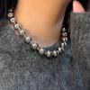 Chic Women Necklace Silver Alloy Beaded Decoration Collarbone Chains Jewelry