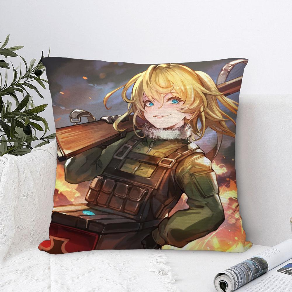 S-Saga Of Tanya Evil Pillow Case Sofa Decorative Home Double-Sided Print Plush Square Throw Pillow Covers Cushion Decor Cover