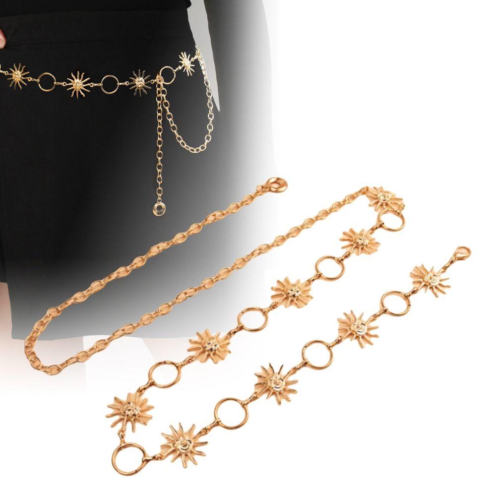 Vintage Woman Chain Belt Gold Dress Cummerbands All-match Punk Waistbands  Clothing Accessories