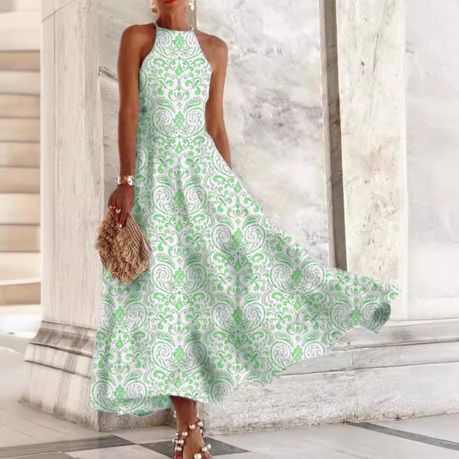 Women's Summer Sleeveless Print Slim Fit Midi Dress