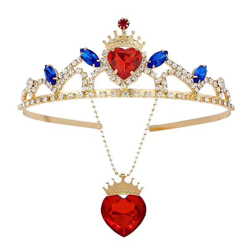 Princess Crown Birthday Wedding Crystal Luxury Crown Bridal Crown Crystal Love Red Hair Crown Necklace Set