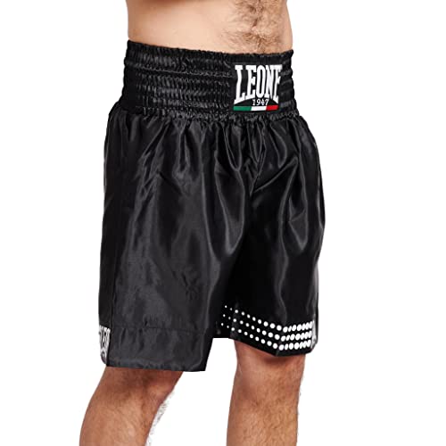 LEONE 1947 Boxing Shorts, Unisex, Lightweight Satin with Elastic Waist, Size Small/Black, AB737 [Authentic]