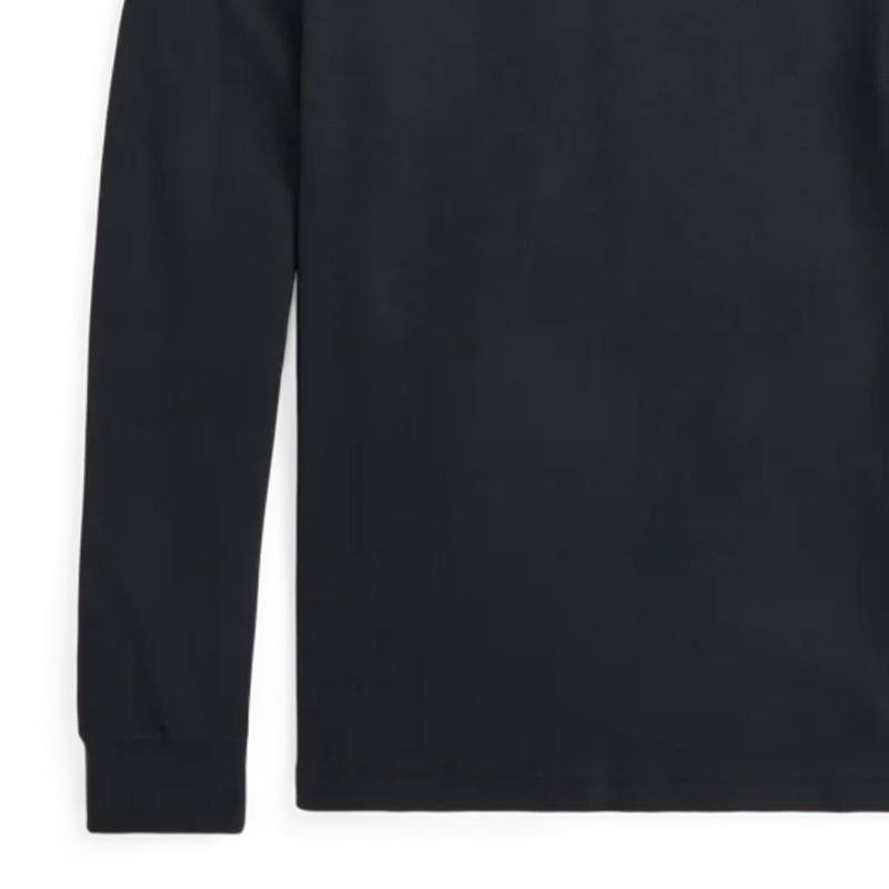 Polo Ralph Lauren FW24 Logo Embroidered Ribbed Slim Fit Long Sleeve Polo Shirt Men tops Black MNPOKNI16823927-410