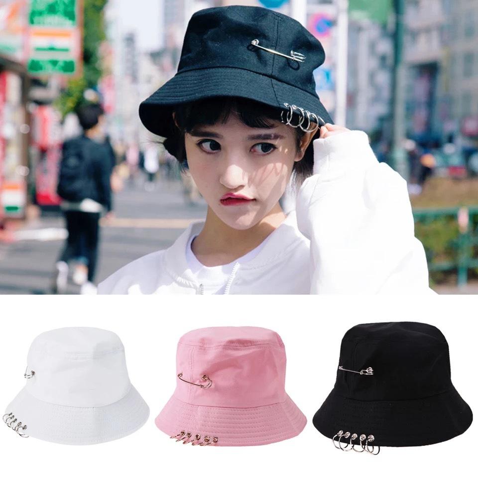 Hat summer breathable pin ring iron ring bucket hat men basin hat sunscreen sunshade bucket hat women