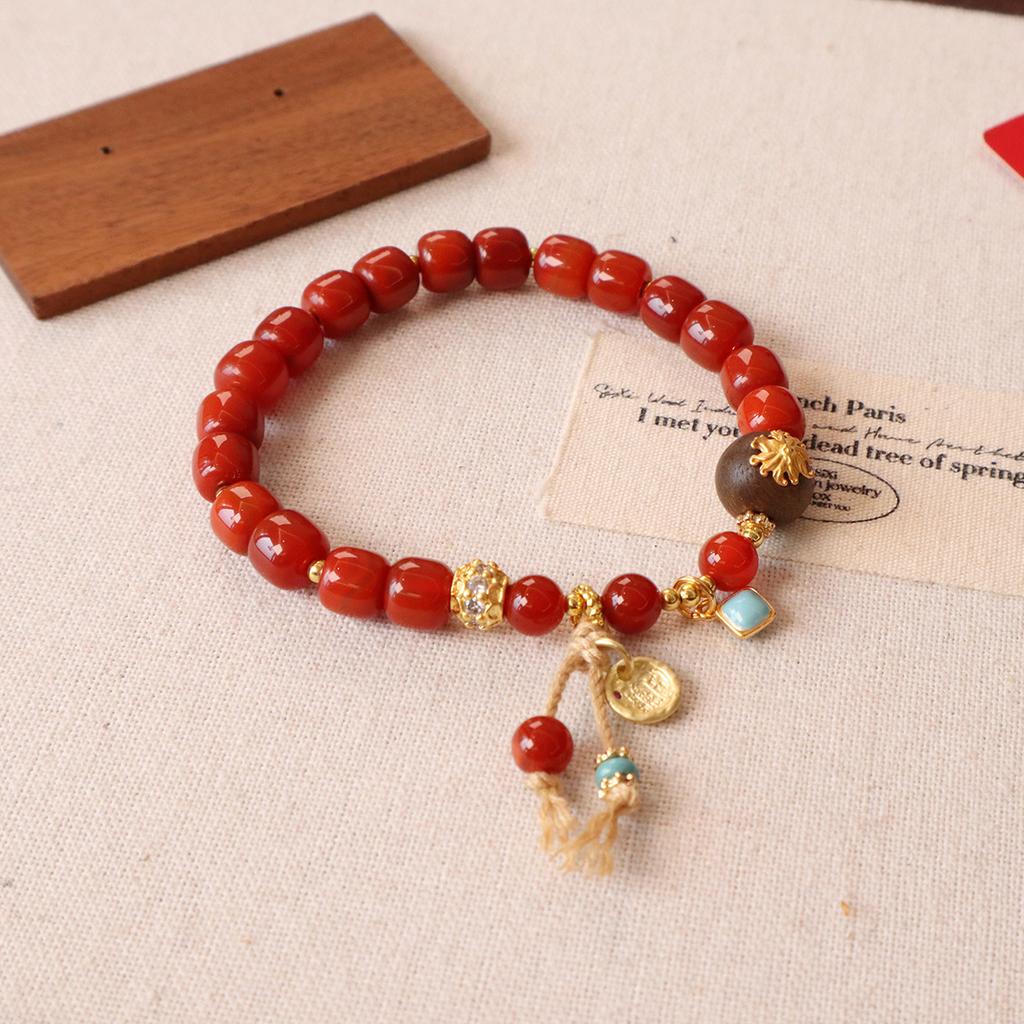 Original Nanhong Agate Duobao Braceletfashion Women Daily Jewelry Gift
