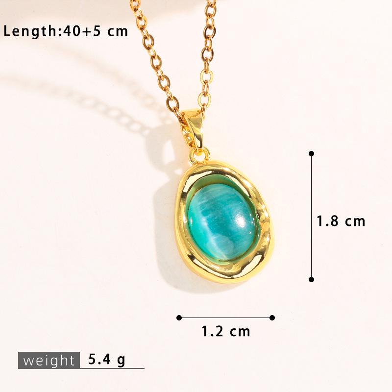 Women's Multi-Color Cat's Eye Ocean Heart Pendant Necklace
