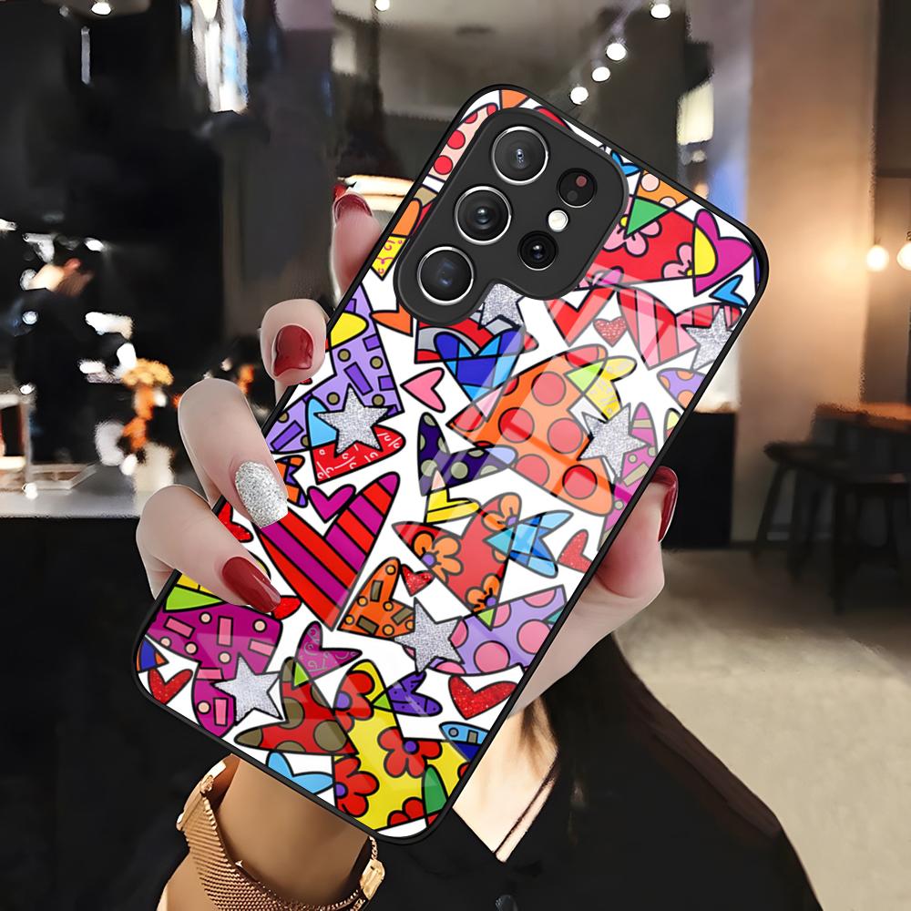 Artist R-Romero B-Britto Phone Case For Samsung S26 S25 Edge Ultra 24 23 22 21 Ultra Plus Fe A55 56 15 4G 5G Glass Cover