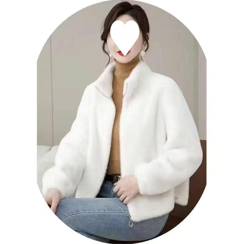 Women's Faux Mink Fur-Lined Fashionable Coat - Spring/Autumn Versatile Top