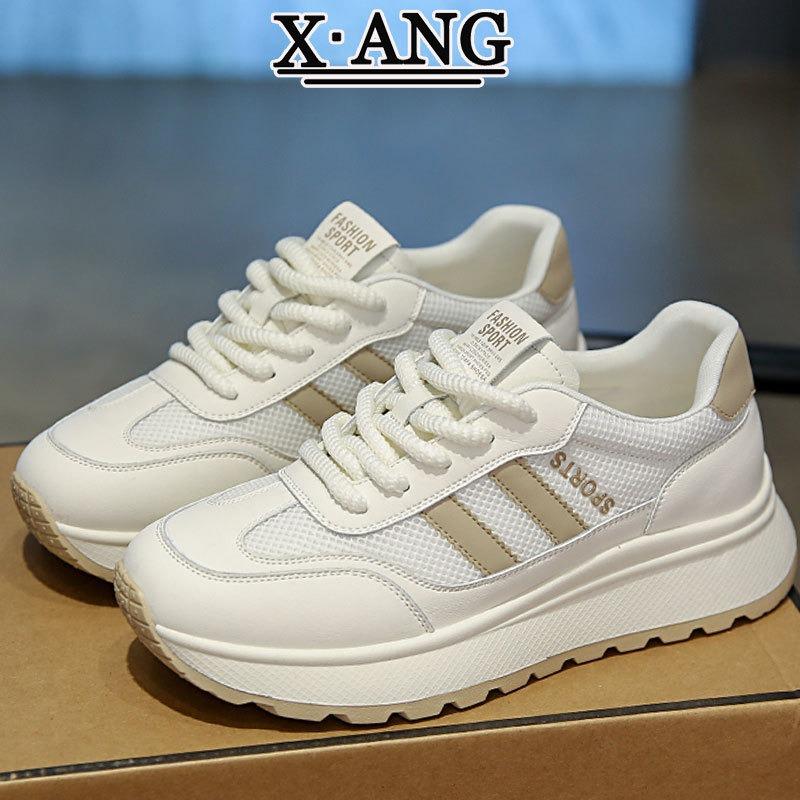 

Leather sneakers women s thick-soled and lightweight autumn new versatile casual shoes children s dad shoes 40