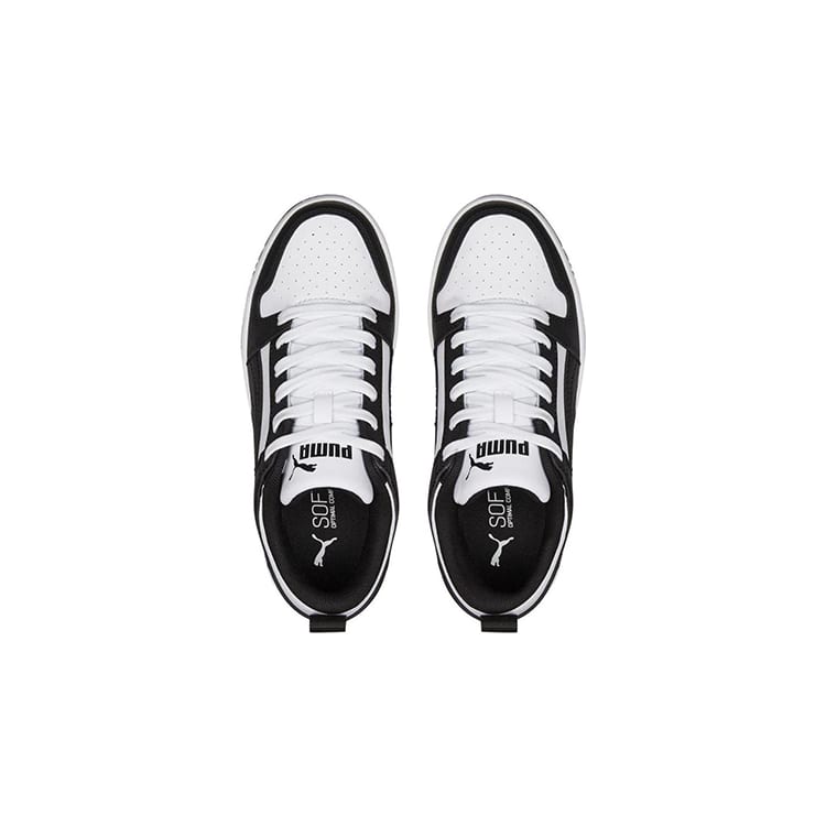 Puma Rebound Layup Low Top Skateboard Shoes Black White Teenagers 370490-16