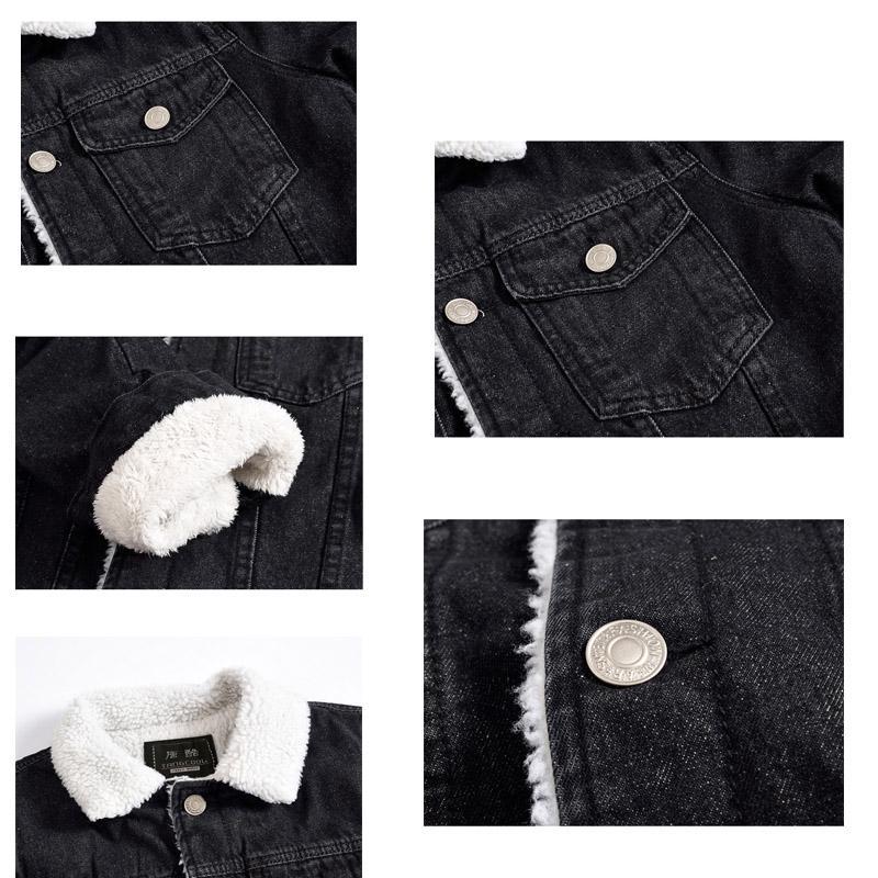 3 kleuren plus size spijkerjasje dikke lamsfleece jas heren plus fluwelen spijkerjasje