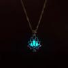 Luminous Glowing In The Dark Moon Lotus Flower Shaped Pendant Necklace For Women Yoga Prayer Buddhism Jewelry
