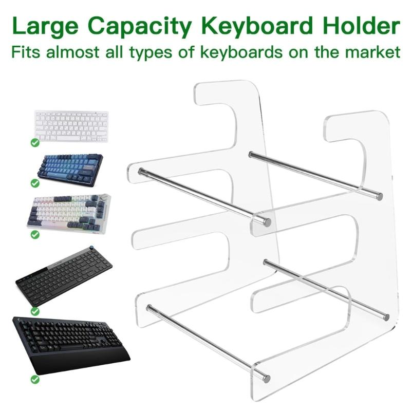 Comfortable Keyboard Stand Acrylic Keyboard Support 3-Tiers Keyboard Display Stand Desktop Organizer for Office Use