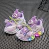 Autumn girls' mesh princess shoes, children's light-up breathable sneakers, girls' twist-button dad shoes