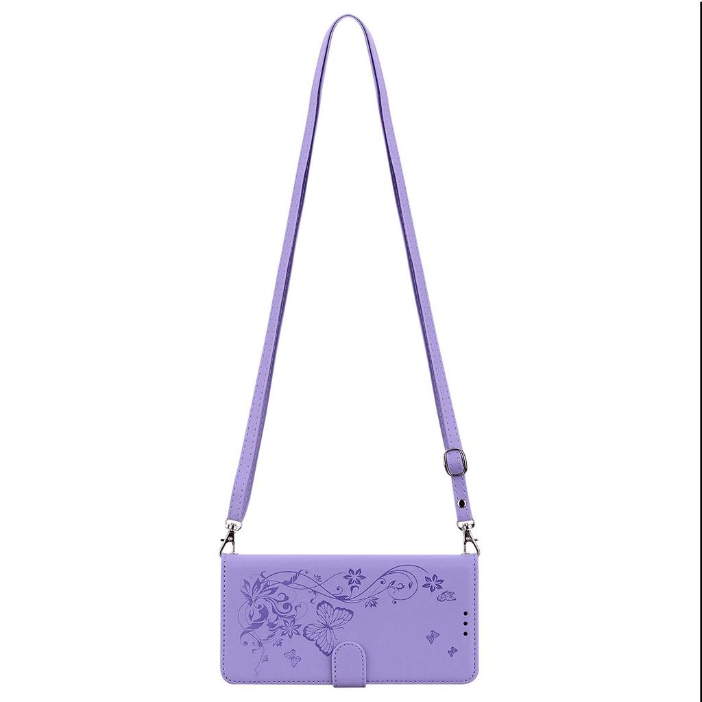 Elegant Butterfly Floral Flip Leather Phone Case for OPPO Reno15 5G Long Shoulder Strap Wrist Lanyard Cover