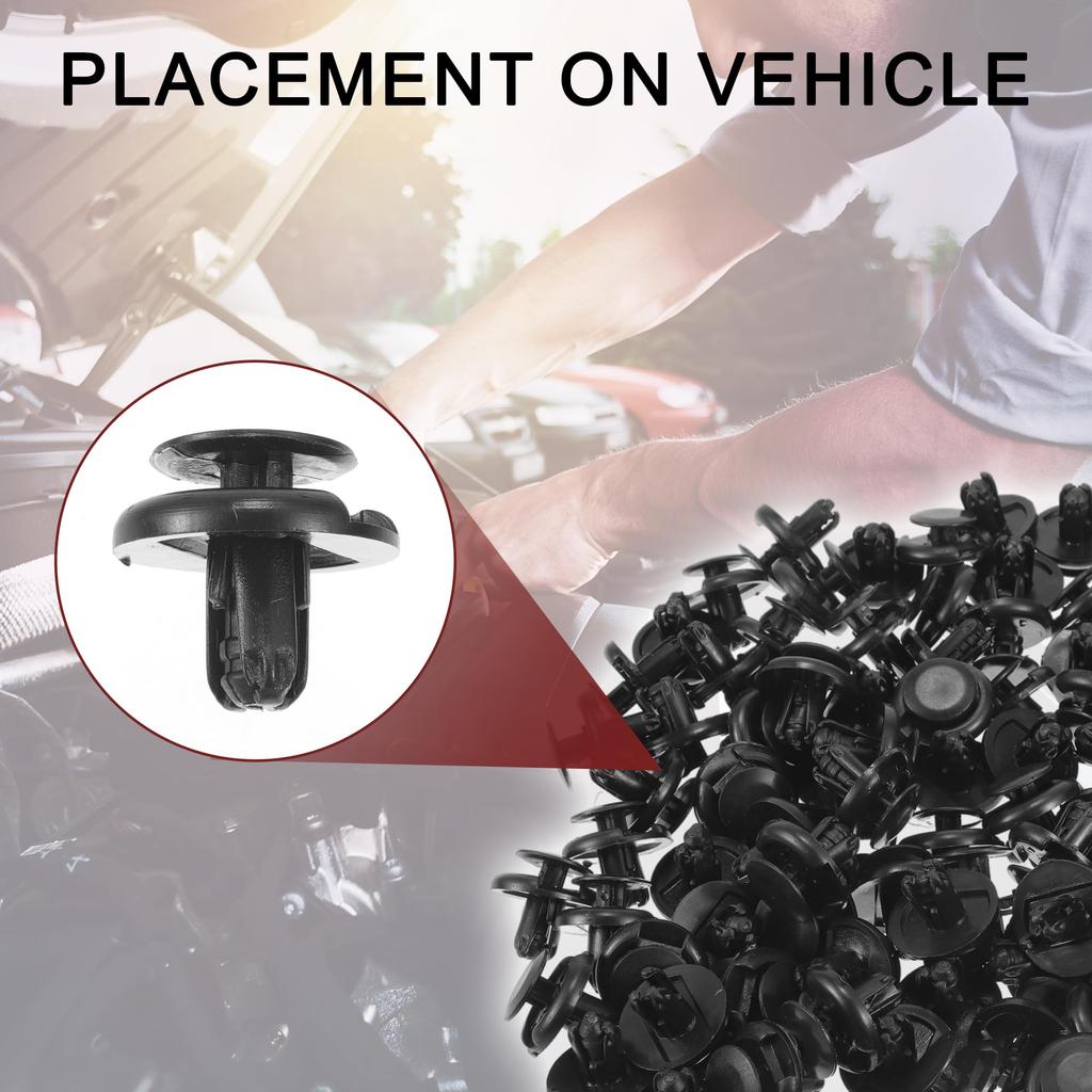 TUCKBOLD 100 Black Bumper Push Type Plastic Retainer Rivets Durable Car Front Fender Skirt Clip for Toyota Sienna 1998-2020 No.9046707164/0940907332