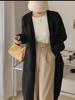 Women's Medium-Length Knit Cardigan - Spring/Autumn, Solid Color, Korean Style, Fashionable Loose Fit
