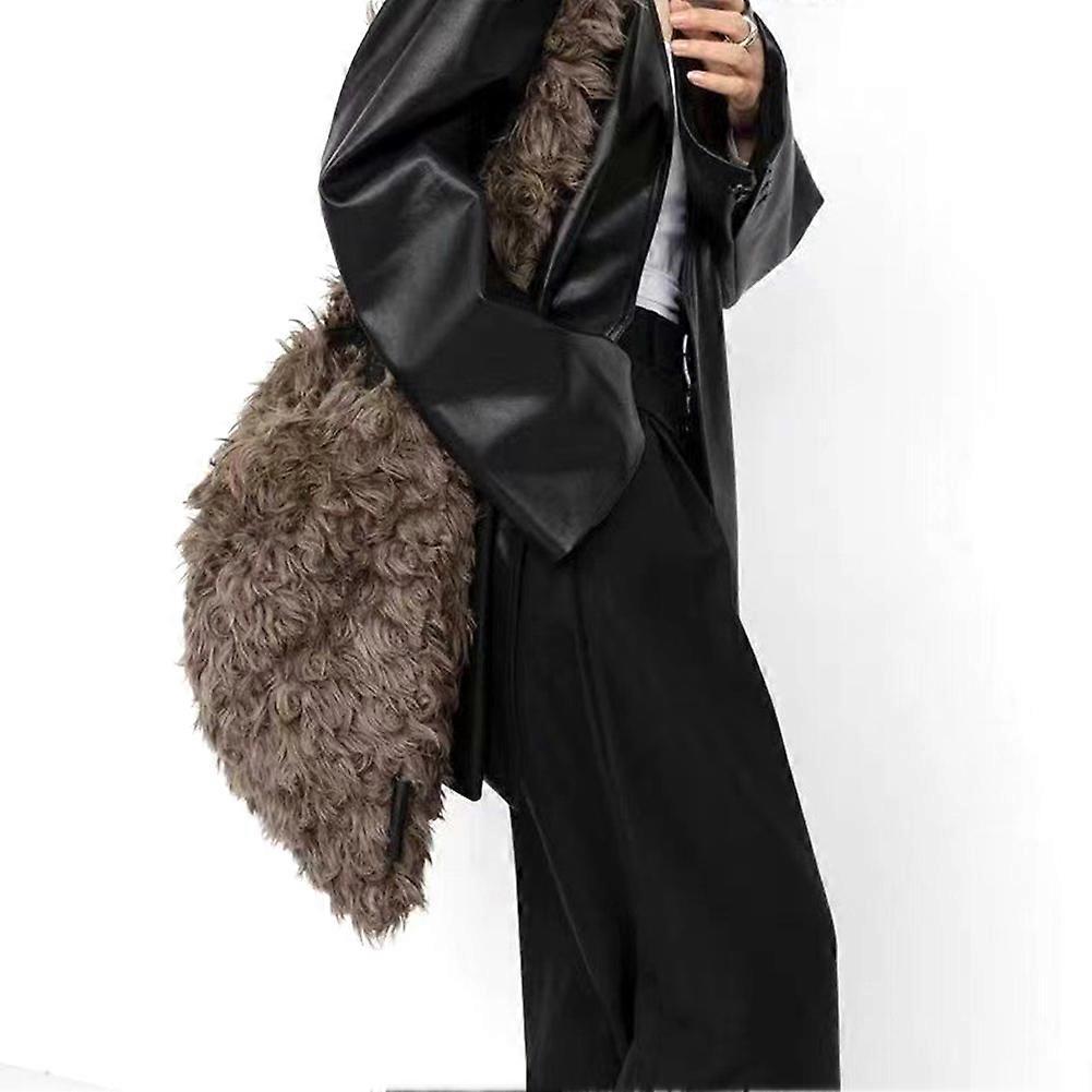 Ladies Fluffy Hobo-Bag Retro Casual Shopping Bag for Everyday Life