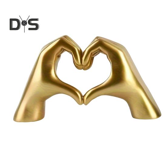 

Фигурка в форме сердца с любовью, ручная фигурка в форме сердца, статуя из смолы, скульптура, украшение для дома, офиса, свадьбы, вечеринки, украшение для рабочего стола золотистый