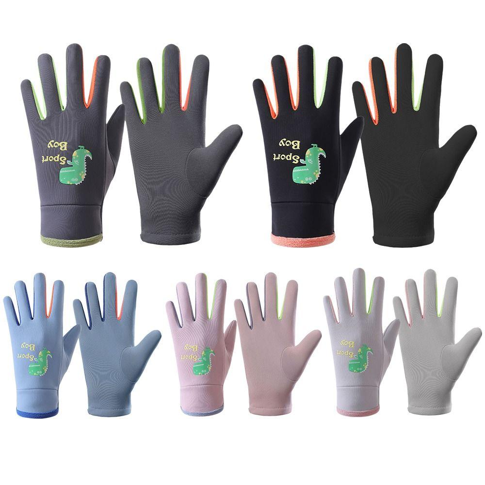 Rüzgar Geçirmez Çocuk Kayak Eldivenleri Karikatürlü Snowboard Eldivenleri Yeni Tam Parmak Eldivenler Erkek Kız