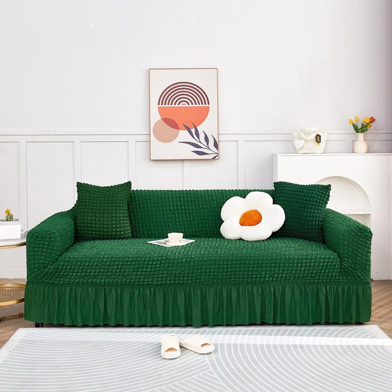 Dekorative Seersucker Ohrensessel-Überwurf mit elegantem Rock Weiche dehnbare Sesselhülle Waschbarer Möbelschutz für Sofa
