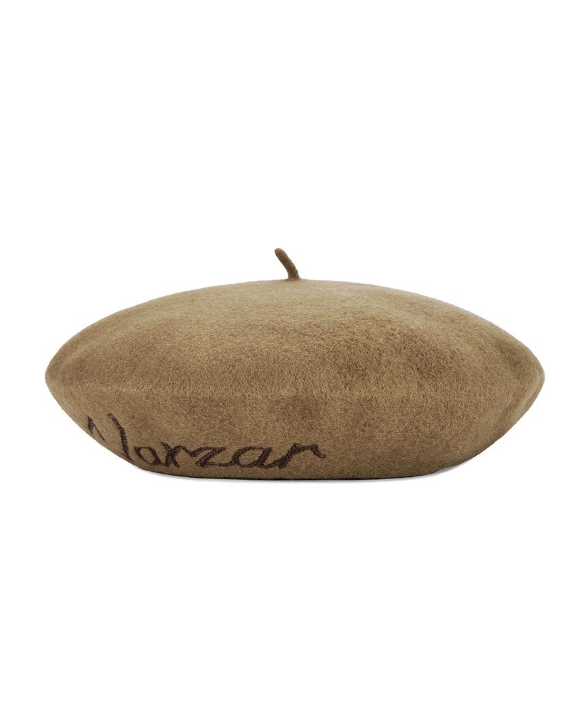 Bajal Cursive Logo Wool Beret Camel