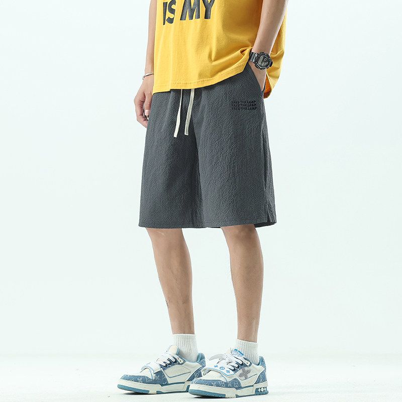 

Wassup Summer Thin Ice Silk Shorts Men s 2025 New American Retro Simple Casual Sports Shorts Dark Gray 4 XL