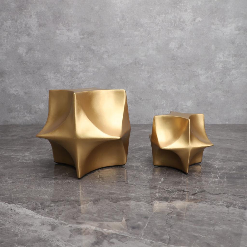 Kreative Harz Geometrische Dekorationen Geometrisches Gold Quadrat Goldener Stern Dekorative Figuren Hausdekoration Zubehör