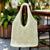 Women Crochet Shoulder Bag Lightweight Solid Color Mesh Handbag Fashionable Beach Bag Daily Commuting