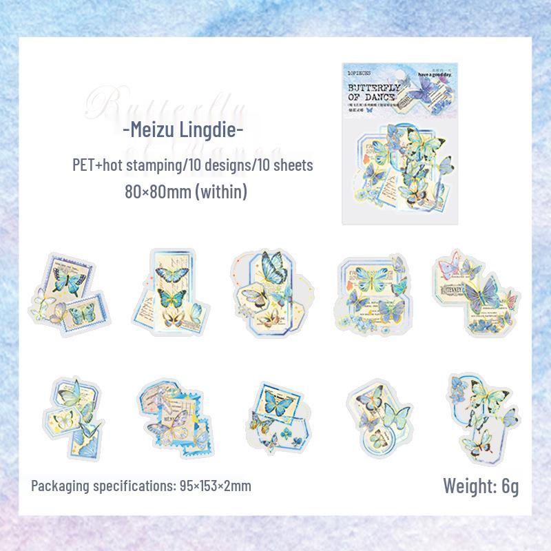 Beautiful Day Butterfly Stickers: Graceful Flying Designs, Hot Stamped for Journals & Collages, 6 Styles.