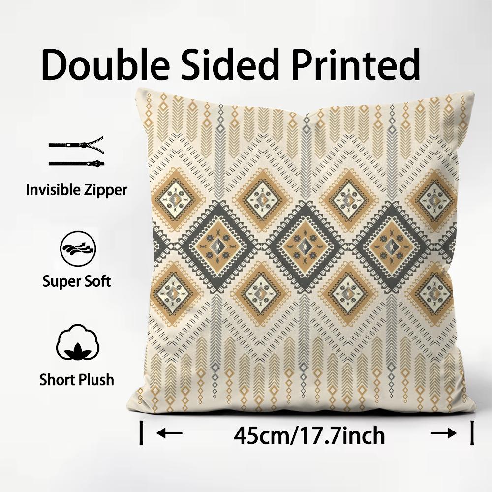 Ikat Pattern Cushion Cover Soft & Easy-Wash Pillow Case – Versatile For Couch, Bed, Travel And Office