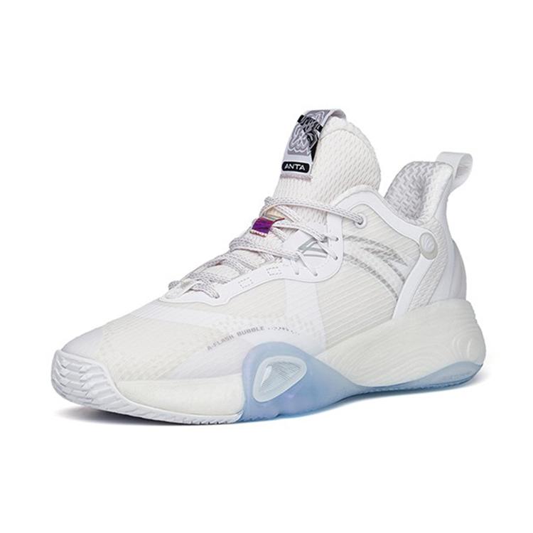 New Anta Bubble Bomb Anti Slip Wear Resistant Low Top Basketball Shoes Ivory White 112211603Q-3