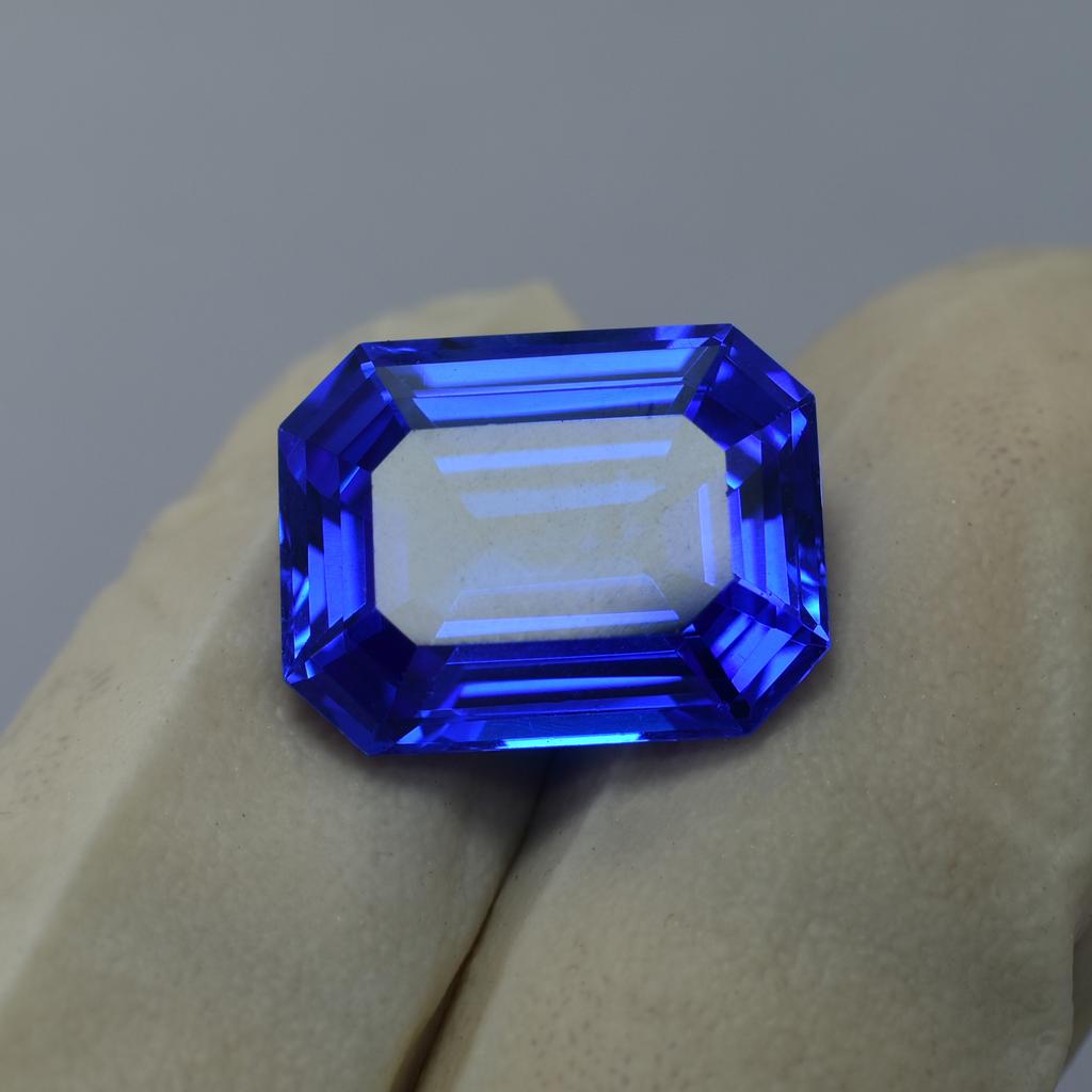 Natural Blue Tanzanite Loose Gemstone Emerald Shape 15.08 Ct for Jewelry Making and Gem Collections