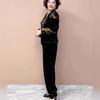 2pcs Pants Suit High-end Autumn Retro Women's  Plus-size Velvet Printed Blouse High-waist Velvet Harem Pants Two-piece Set