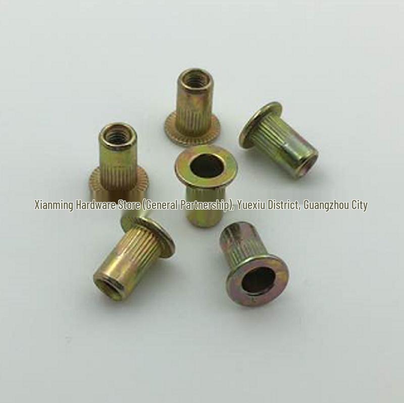 304 Stainless Steel Flat Head Vertical Grain Rivet Nut, Zinc-Plated Iron Riveting Nut